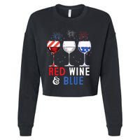 Red Wine And Blue Funny 4th Of July Wine Lover Cropped Pullover Crew