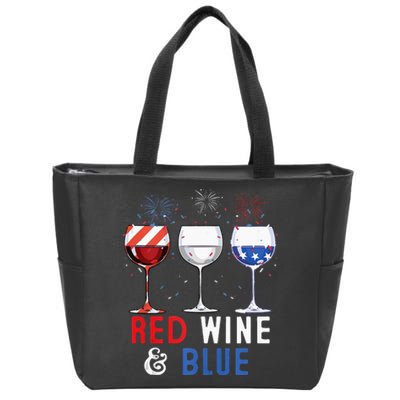 Red Wine And Blue Funny 4th Of July Wine Lover Zip Tote Bag