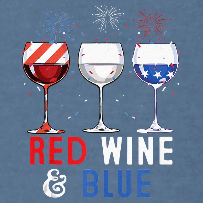 Red Wine And Blue Funny 4th Of July Wine Lover Garment-Dyed Sweatshirt