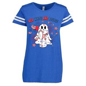 Red White And Funny Boojee American Ghost Enza Ladies Jersey Football T-Shirt