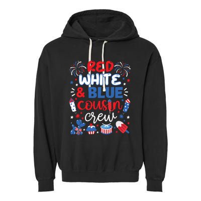 Red White And Blue Cousin Crew 2024 4th July Matching Family Garment-Dyed Fleece Hoodie