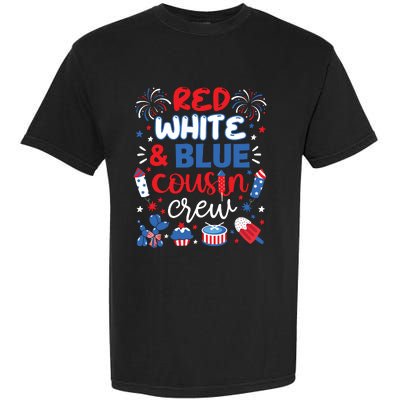 Red White And Blue Cousin Crew 2024 4th July Matching Family Garment-Dyed Heavyweight T-Shirt