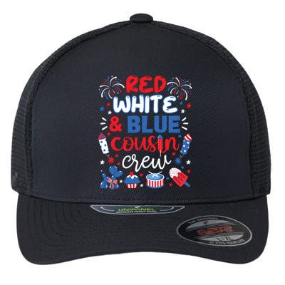 Red White And Blue Cousin Crew 2024 4th July Matching Family Flexfit Unipanel Trucker Cap