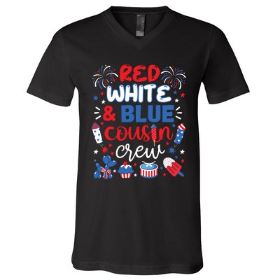 Red White And Blue Cousin Crew 2024 4th July Matching Family V-Neck T-Shirt