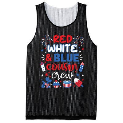 Red White And Blue Cousin Crew 2024 4th July Matching Family Mesh Reversible Basketball Jersey Tank