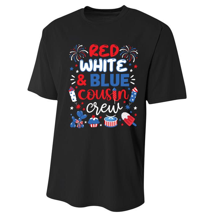 Red White And Blue Cousin Crew 2024 4th July Matching Family Performance Sprint T-Shirt