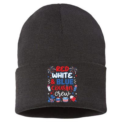 Red White And Blue Cousin Crew 2024 4th July Matching Family Sustainable Knit Beanie