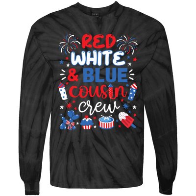 Red White And Blue Cousin Crew 2024 4th July Matching Family Tie-Dye Long Sleeve Shirt