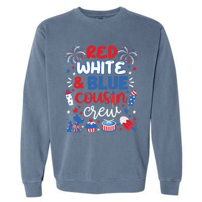 Red White And Blue Cousin Crew 2024 4th July Matching Family Garment-Dyed Sweatshirt