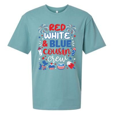 Red White And Blue Cousin Crew 2024 4th July Matching Family Sueded Cloud Jersey T-Shirt