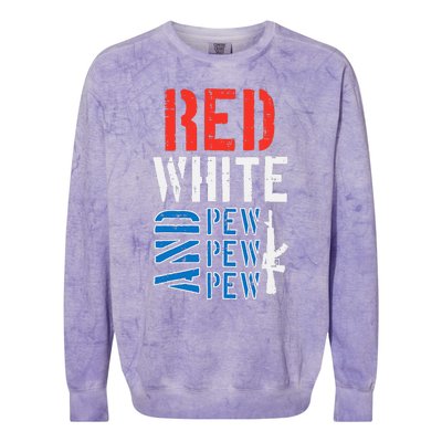 Red White And Pewpewpew Gun Colorblast Crewneck Sweatshirt