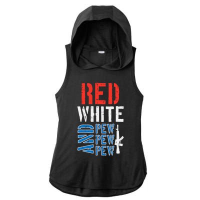 Red White And Pewpewpew Gun Ladies PosiCharge Tri-Blend Wicking Draft Hoodie Tank