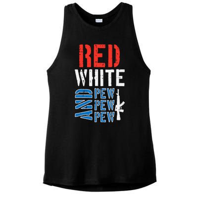 Red White And Pewpewpew Gun Ladies PosiCharge Tri-Blend Wicking Tank