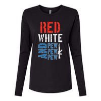 Red White And Pewpewpew Gun Womens Cotton Relaxed Long Sleeve T-Shirt