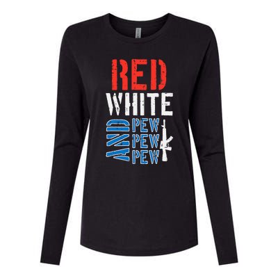 Red White And Pewpewpew Gun Womens Cotton Relaxed Long Sleeve T-Shirt