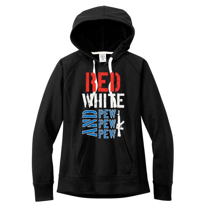 Red White And Pewpewpew Gun Women's Fleece Hoodie