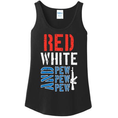 Red White And Pewpewpew Gun Ladies Essential Tank