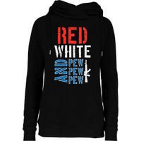 Red White And Pewpewpew Gun Womens Funnel Neck Pullover Hood