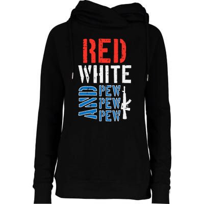 Red White And Pewpewpew Gun Womens Funnel Neck Pullover Hood