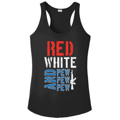 Red White And Pewpewpew Gun Ladies PosiCharge Competitor Racerback Tank