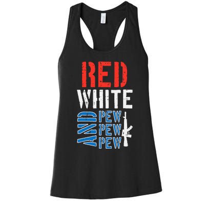 Red White And Pewpewpew Gun Women's Racerback Tank