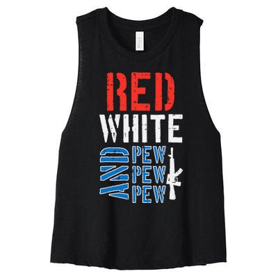 Red White And Pewpewpew Gun Women's Racerback Cropped Tank