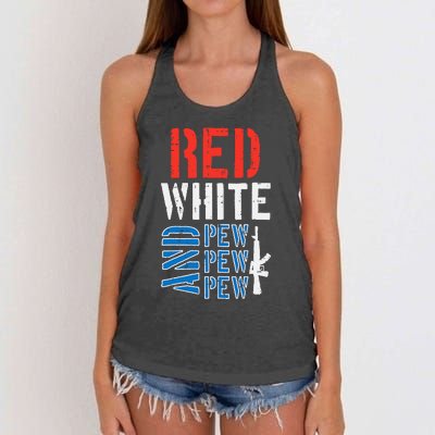 Red White And Pewpewpew Gun Women's Knotted Racerback Tank