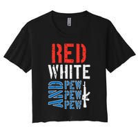 Red White And Pewpewpew Gun Women's Crop Top Tee