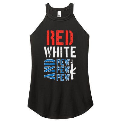 Red White And Pewpewpew Gun Women's Perfect Tri Rocker Tank