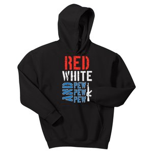 Red White And Pewpewpew Gun Kids Hoodie