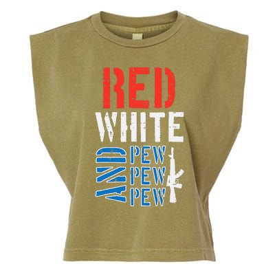 Red White And Pewpewpew Gun Garment-Dyed Women's Muscle Tee