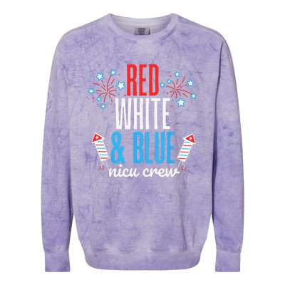 Red White and Blue nicu Crew 4th of July Neonatal Nurse Colorblast Crewneck Sweatshirt