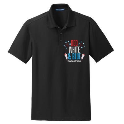 Red White and Blue nicu Crew 4th of July Neonatal Nurse Dry Zone Grid Polo