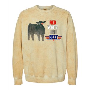 Red White And Beef Funny 4th Of July Independence Day Colorblast Crewneck Sweatshirt