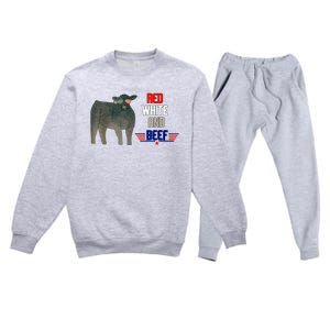 Red White And Beef Funny 4th Of July Independence Day Premium Crewneck Sweatsuit Set