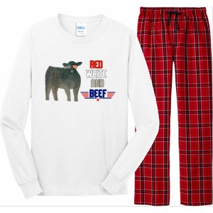 Red White And Beef Funny 4th Of July Independence Day Long Sleeve Pajama Set