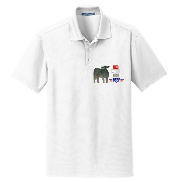 Red White And Beef Funny 4th Of July Independence Day Dry Zone Grid Polo