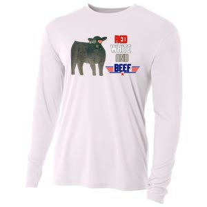 Red White And Beef Funny 4th Of July Independence Day Cooling Performance Long Sleeve Crew