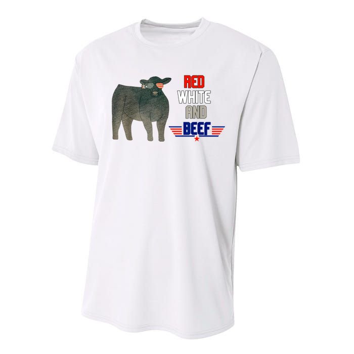 Red White And Beef Funny 4th Of July Independence Day Performance Sprint T-Shirt