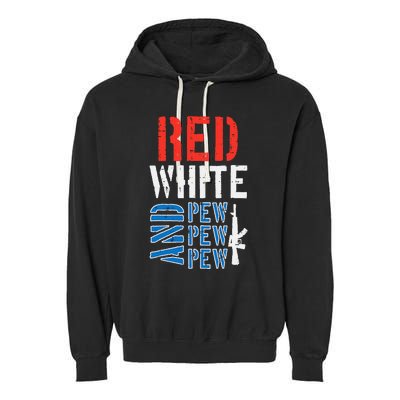 Red White And Pewpewpew Gun Garment-Dyed Fleece Hoodie