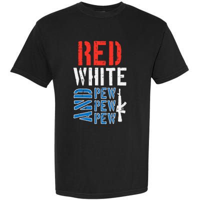 Red White And Pewpewpew Gun Garment-Dyed Heavyweight T-Shirt