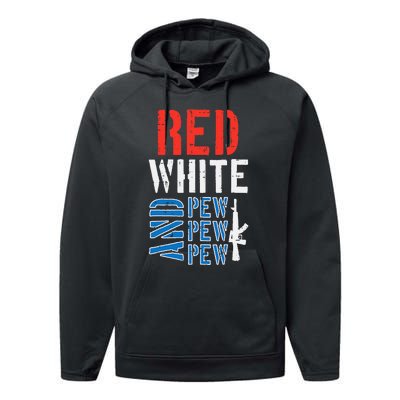 Red White And Pewpewpew Gun Performance Fleece Hoodie