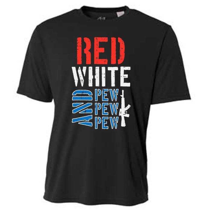 Red White And Pewpewpew Gun Cooling Performance Crew T-Shirt