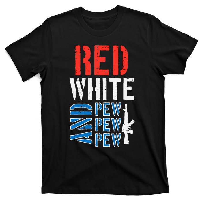 Red White And Pewpewpew Gun T-Shirt