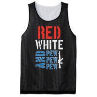 Red White And Pewpewpew Gun Mesh Reversible Basketball Jersey Tank