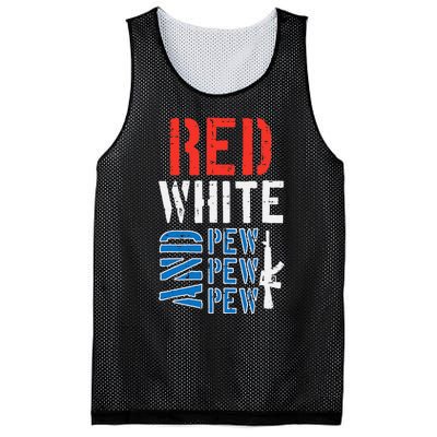 Red White And Pewpewpew Gun Mesh Reversible Basketball Jersey Tank