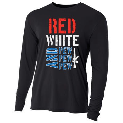 Red White And Pewpewpew Gun Cooling Performance Long Sleeve Crew