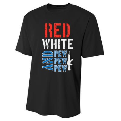 Red White And Pewpewpew Gun Performance Sprint T-Shirt