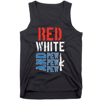 Red White And Pewpewpew Gun Tank Top