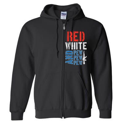 Red White And Pewpewpew Gun Full Zip Hoodie